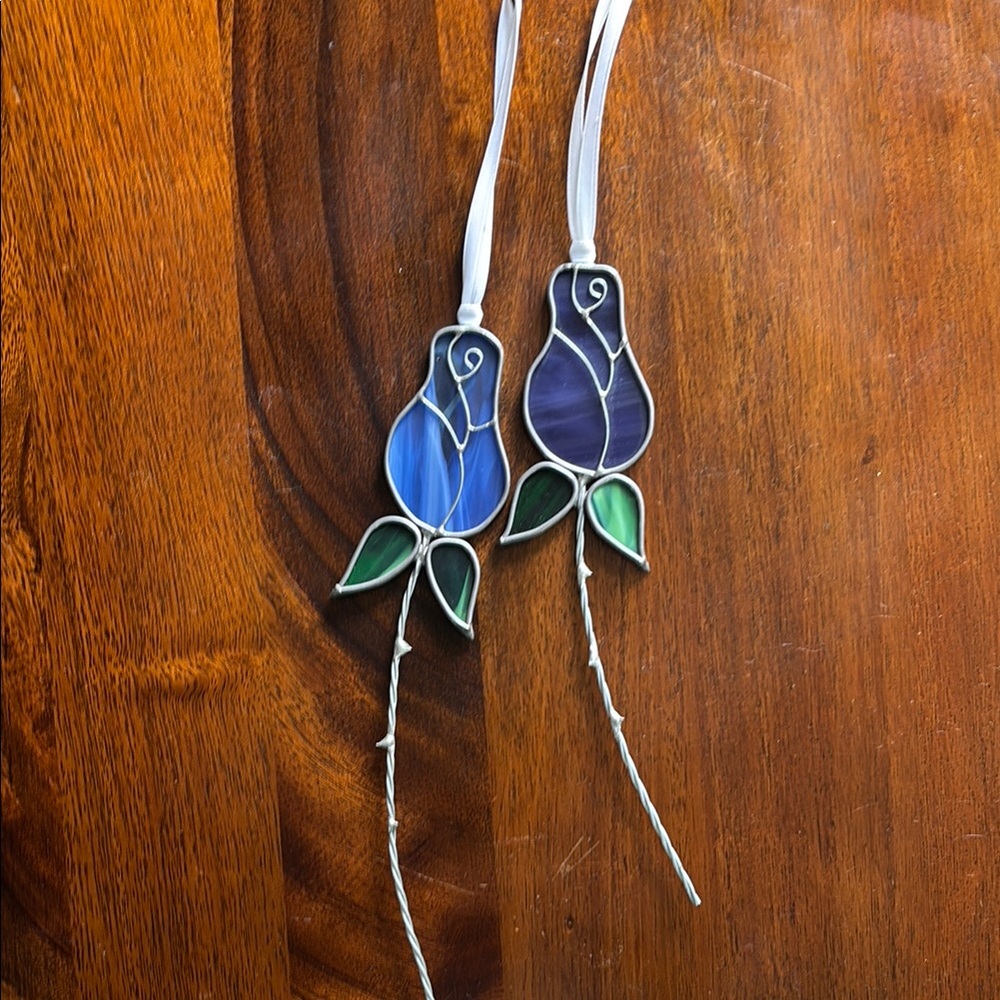 Beautiful Stained glass , rose suncatchers .